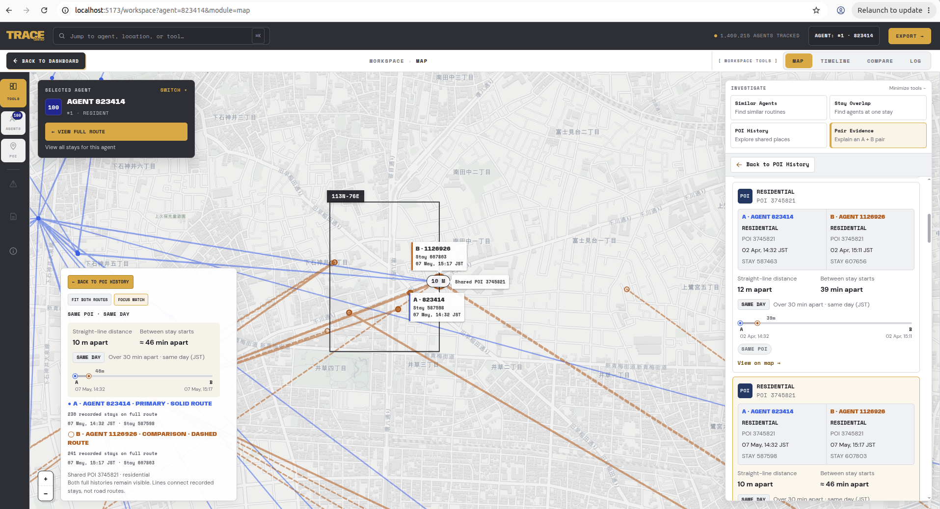 Trace demo: spatial comparison