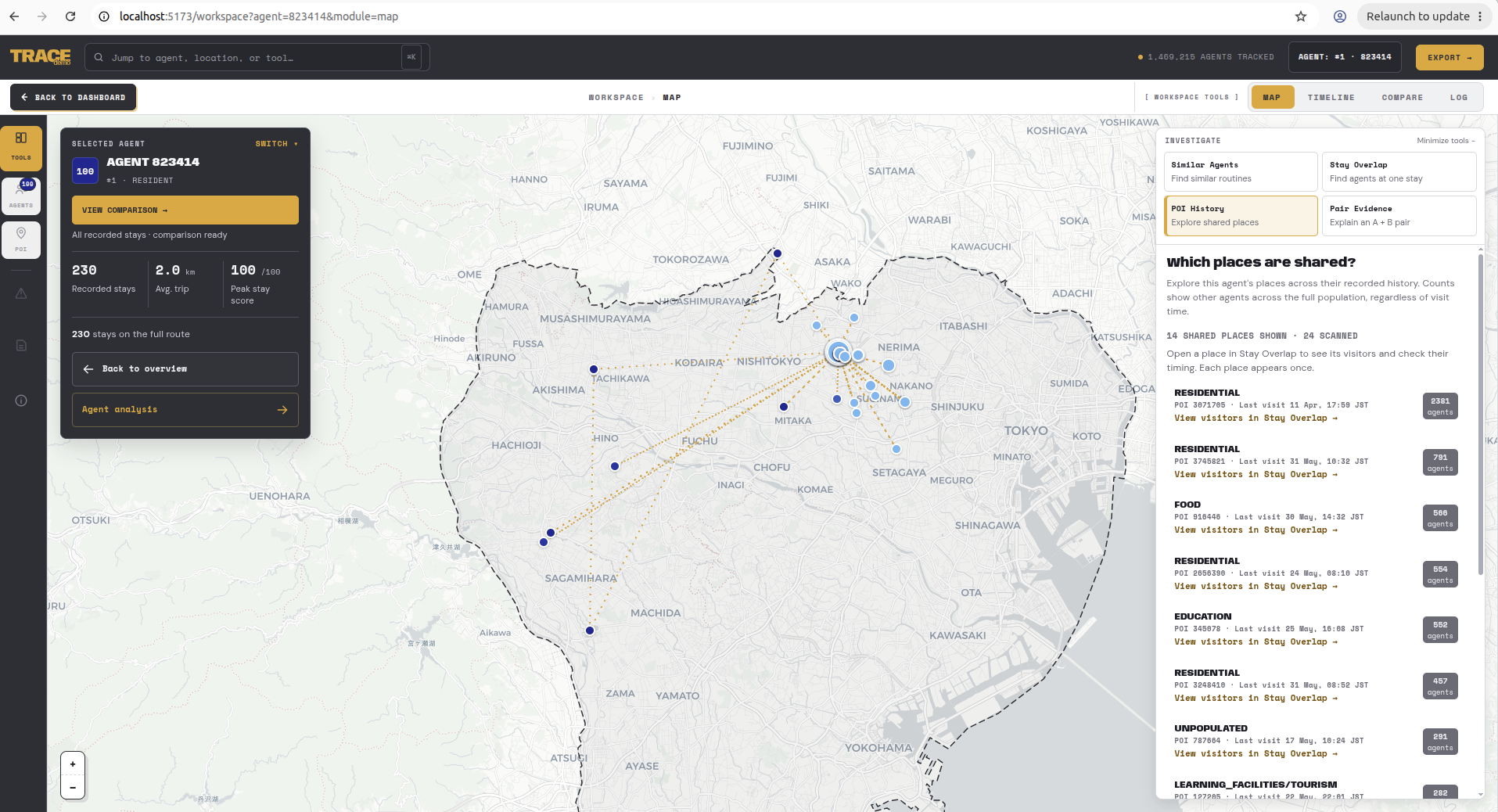 Trace demo: location match results